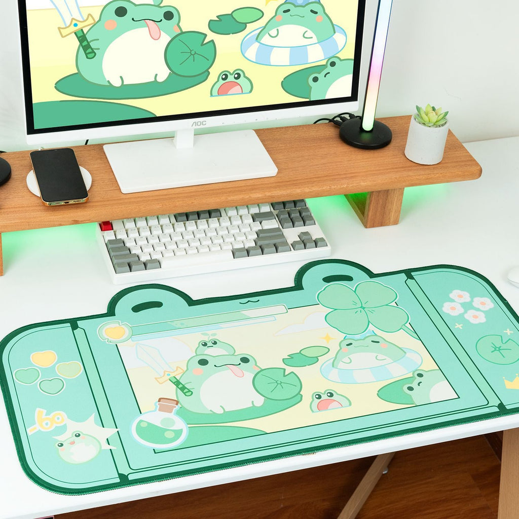 Kawaii Gamer Frog Pond Large Desktop Mouse Pad Gaming Accessories by The Kawaii Shoppu | The Kawaii Shoppu