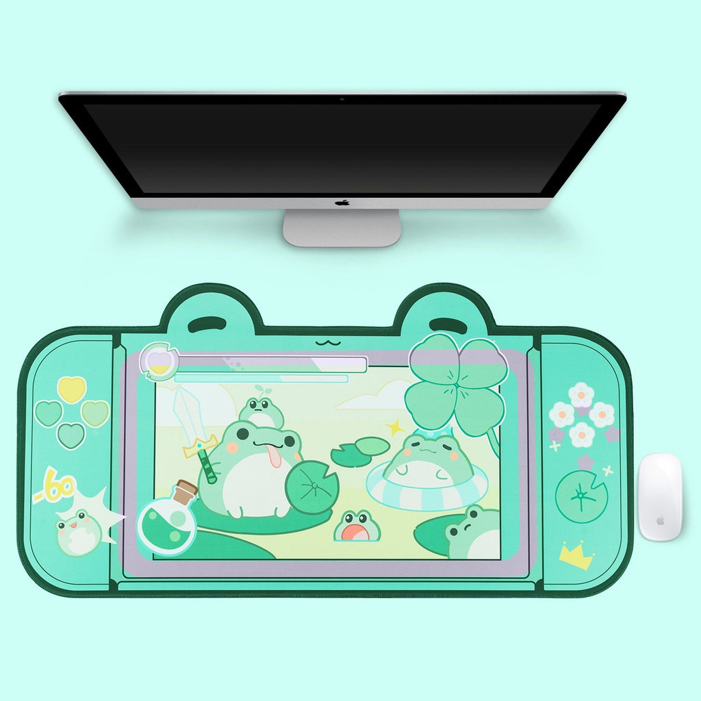 Kawaii Gamer Frog Pond Large Desktop Mouse Pad Gaming Accessories by The Kawaii Shoppu | The Kawaii Shoppu