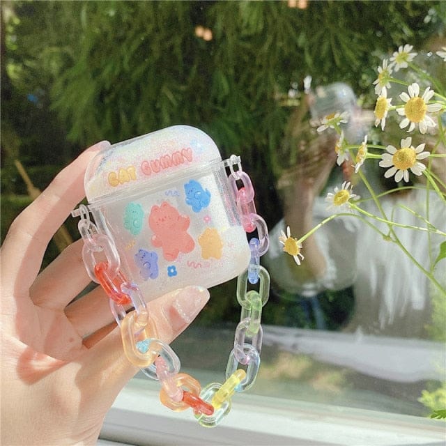 Kawaii Glitter Airpods Case Chains 1/2/Pro White Gummy for airpods 1/2 Accessory The Kawaii Shoppu