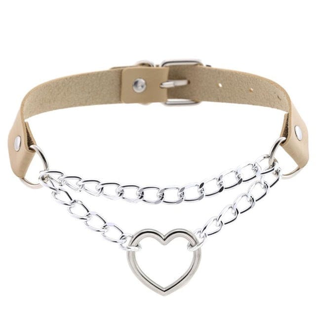 Kawaii Goth Heart Chain Choker | 16 Colours begie null The Kawaii Shoppu