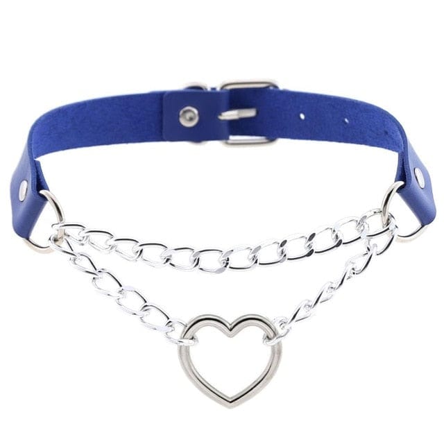 Kawaii Goth Heart Chain Choker | 16 Colours blue null The Kawaii Shoppu