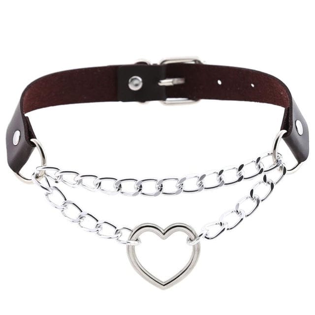 Kawaii Goth Heart Chain Choker | 16 Colours coffee null The Kawaii Shoppu