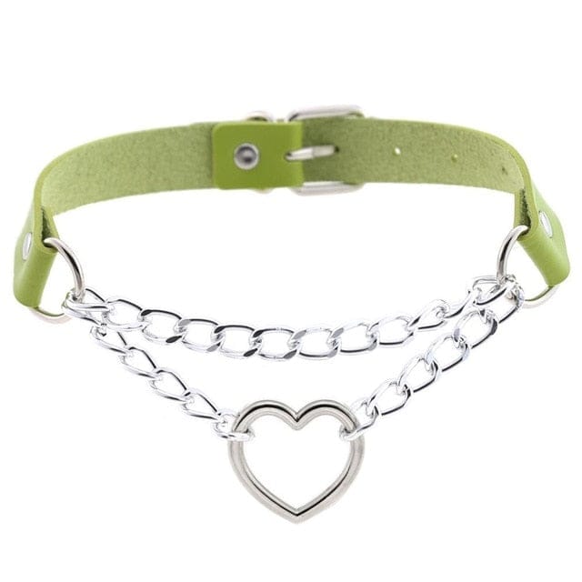 Kawaii Goth Heart Chain Choker | 16 Colours green null The Kawaii Shoppu