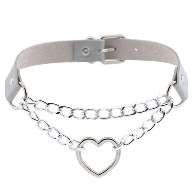 Kawaii Goth Heart Chain Choker | 16 Colours grey null The Kawaii Shoppu