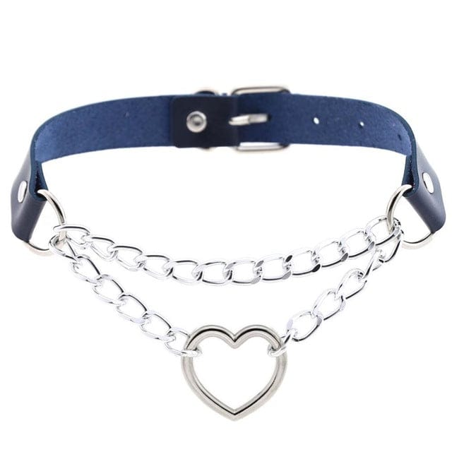 Kawaii Goth Heart Chain Choker | 16 Colours navy null The Kawaii Shoppu