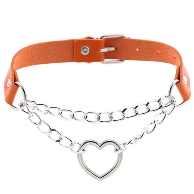 Kawaii Goth Heart Chain Choker | 16 Colours orange null The Kawaii Shoppu