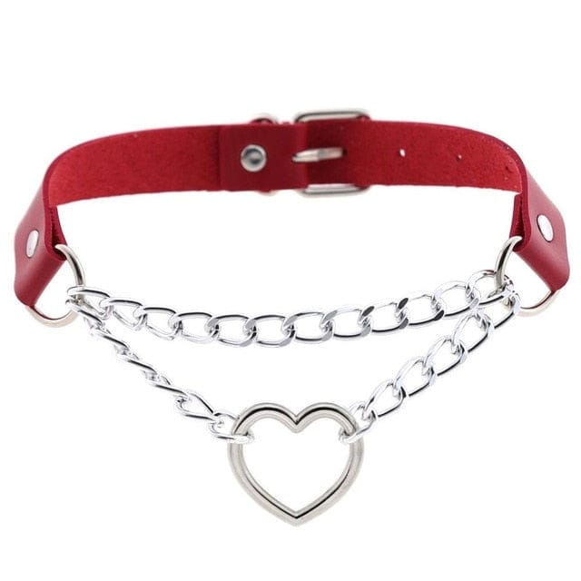 Kawaii Goth Heart Chain Choker | 16 Colours red null The Kawaii Shoppu