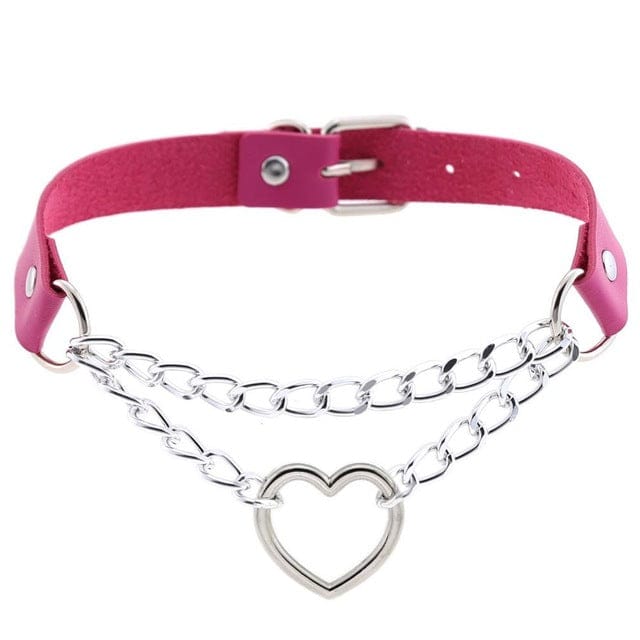 Kawaii Goth Heart Chain Choker | 16 Colours rose red null The Kawaii Shoppu