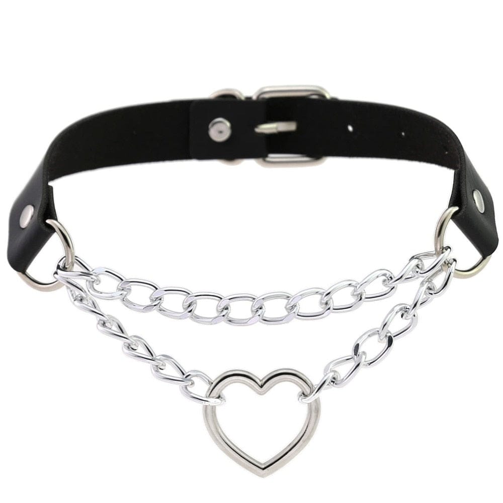 Kawaii Goth Heart Chain Choker | 16 Colours null The Kawaii Shoppu