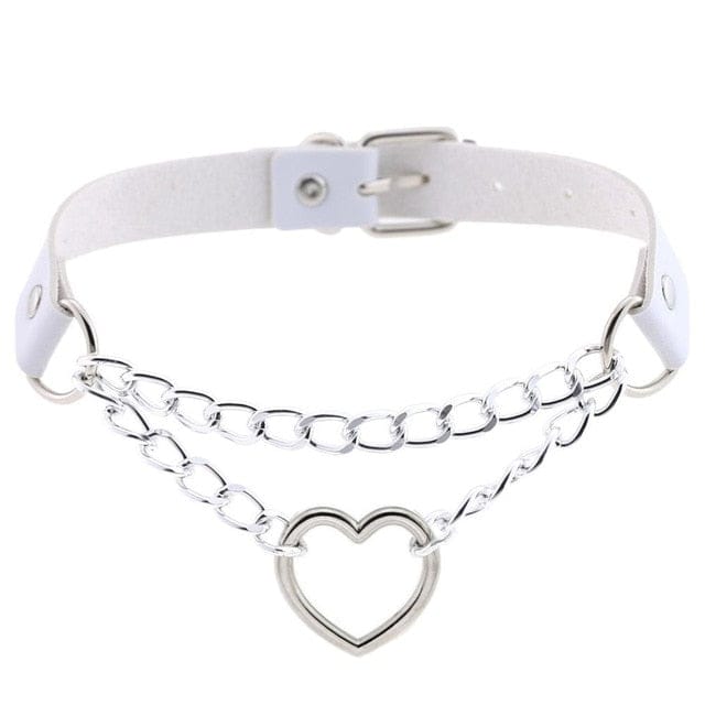 Kawaii Goth Heart Chain Choker | 16 Colours white null The Kawaii Shoppu