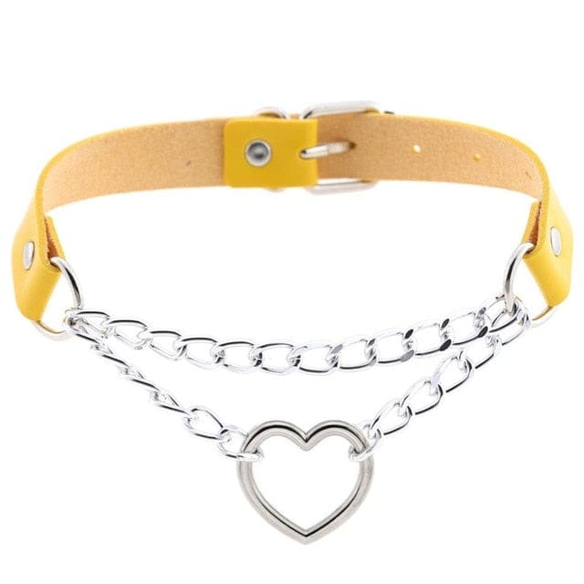 Kawaii Goth Heart Chain Choker | 16 Colours yellow null The Kawaii Shoppu