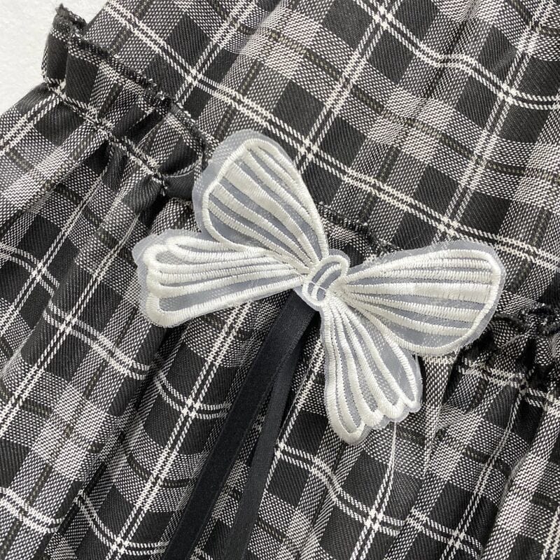 Kawaii Goth Plaid Bow Skirt Black Plaid Fashion The Kawaii Shoppu