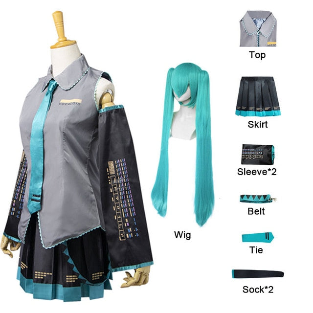 Kawaii Halloween - Anime Miku 01 Blue / Sakura / Witch Cosplay Outfit Full Set and Wig XS Clothing and Accessories by The Kawaii Shoppu | The Kawaii Shoppu