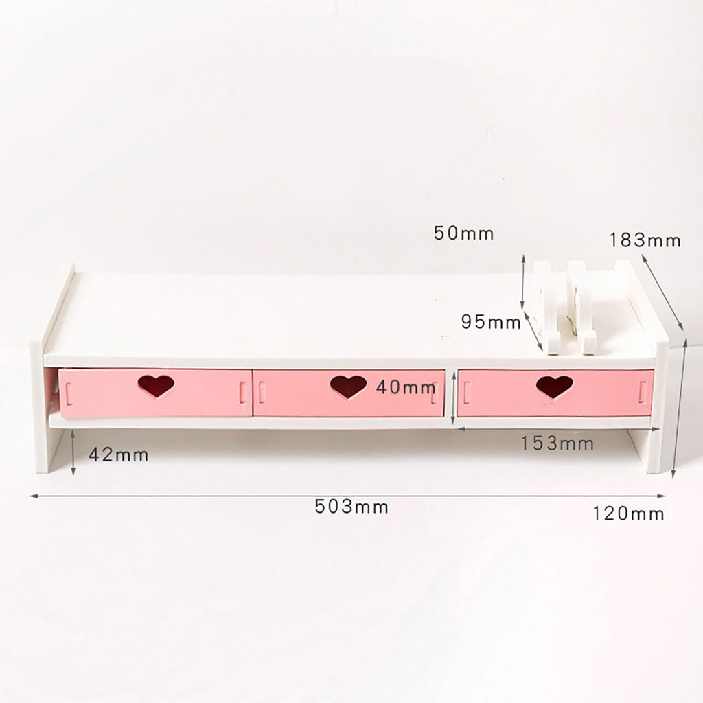 Kawaii Heart Desktop Storage Monitor Stand 3 layers pink Home & Kitchen by The Kawaii Shoppu | The Kawaii Shoppu