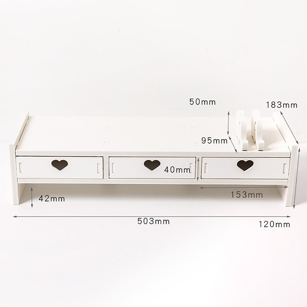 Kawaii Heart Desktop Storage Monitor Stand 3 layers white Home & Kitchen by The Kawaii Shoppu | The Kawaii Shoppu