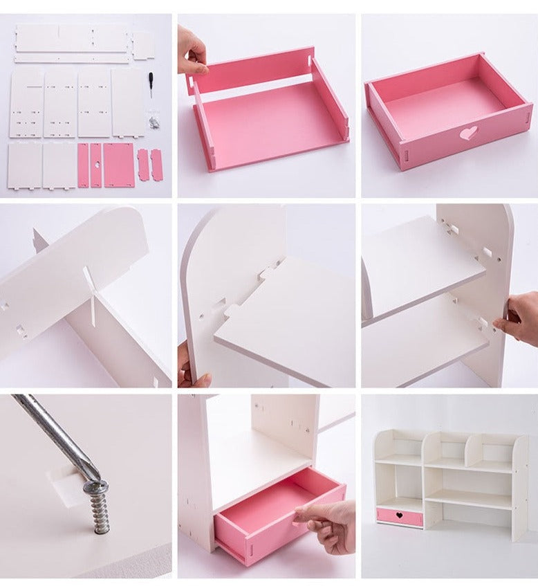 Kawaii Heart Pink Desk Bookshelf Storage Organizer Home & Garden by The Kawaii Shoppu | The Kawaii Shoppu