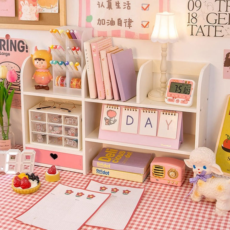 Kawaii Heart Pink Desk Bookshelf Storage Organizer Home & Garden by The Kawaii Shoppu | The Kawaii Shoppu