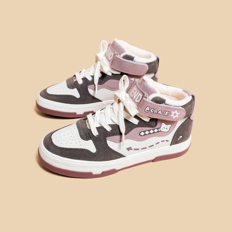 Kawaii Neko Chunky Sneaker Skater Shoe White Shoes by The Kawaii Shoppu | The Kawaii Shoppu