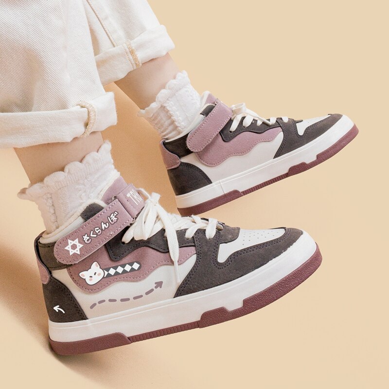 Kawaii Neko Chunky Sneaker Skater Shoe White Shoes by The Kawaii Shoppu | The Kawaii Shoppu