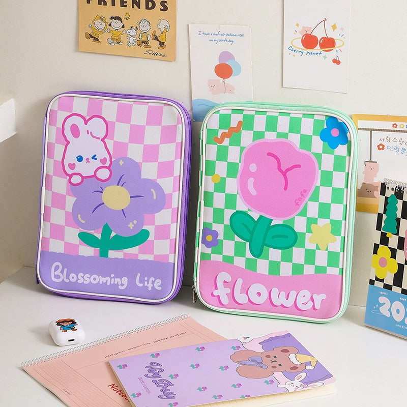 Kawaii Pastel Stationery Checkered Laptop Folder Stationery by The Kawaii Shoppu | The Kawaii Shoppu