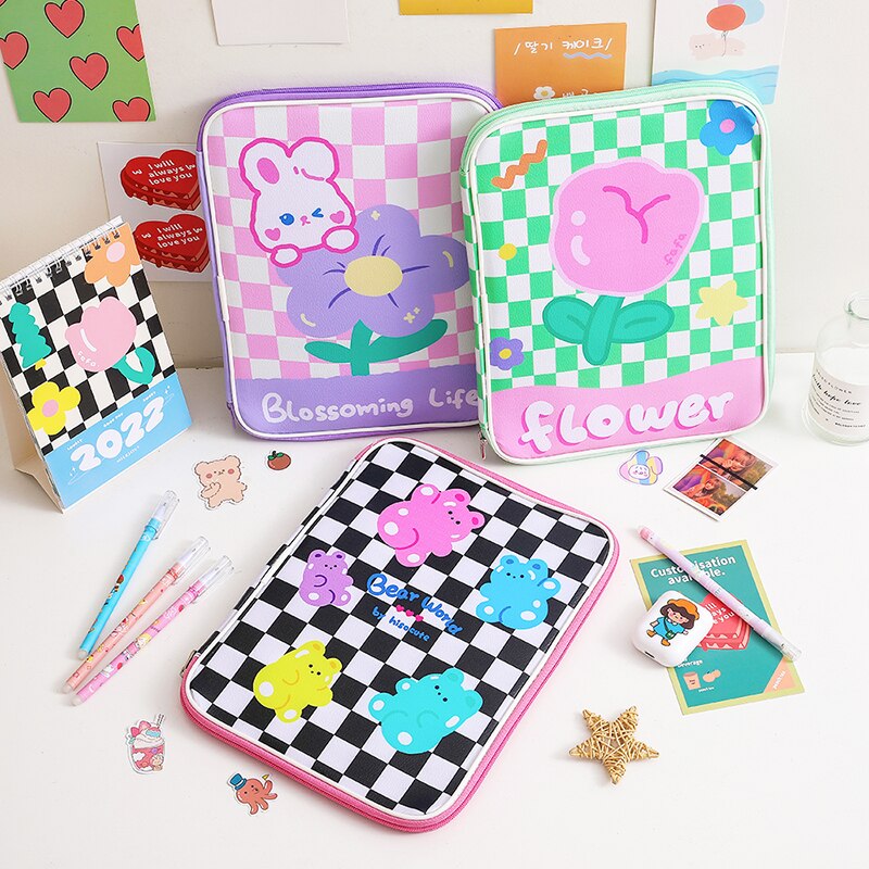 Kawaii Pastel Stationery Checkered Laptop Folder Stationery by The Kawaii Shoppu | The Kawaii Shoppu