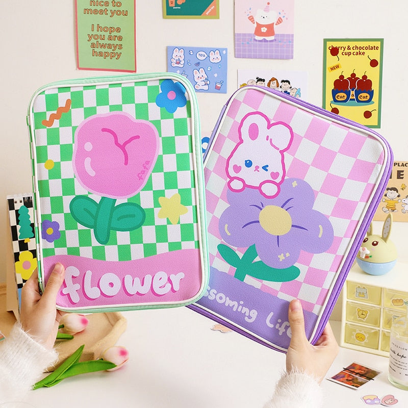 Kawaii Pastel Stationery Checkered Laptop Folder Stationery by The Kawaii Shoppu | The Kawaii Shoppu