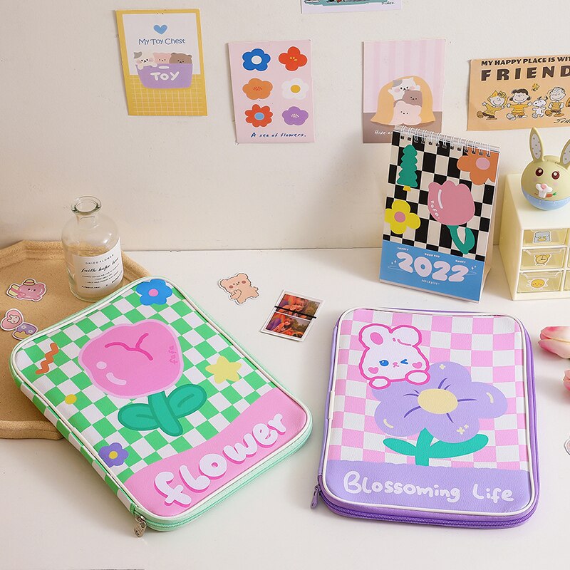 Kawaii Pastel Stationery Checkered Laptop Folder Stationery by The Kawaii Shoppu | The Kawaii Shoppu