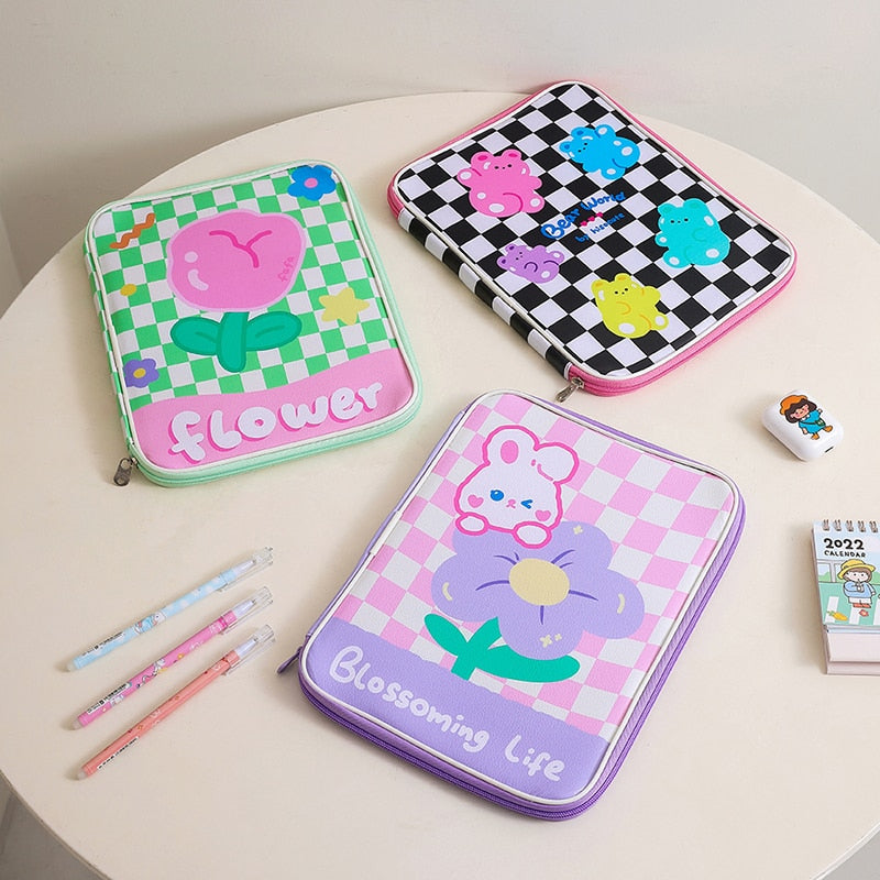 Kawaii Pastel Stationery Checkered Laptop Folder Stationery by The Kawaii Shoppu | The Kawaii Shoppu