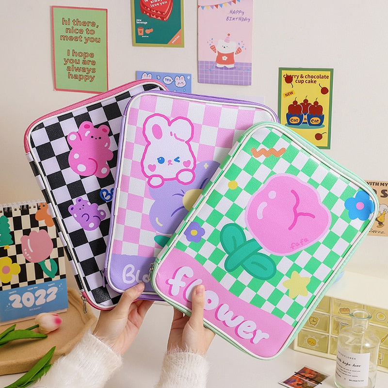 Kawaii Pastel Stationery Checkered Laptop Folder Stationery by The Kawaii Shoppu | The Kawaii Shoppu