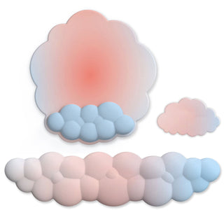 Kawaii Pastel White Cloud Keyboard Desktop Wrist Support Rest / Mouse Pad Dawn Pastel 3 in 1 set Desk Supplies by The Kawaii Shoppu | The Kawaii Shoppu
