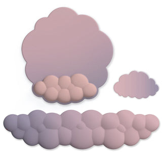Kawaii Pastel White Cloud Keyboard Desktop Wrist Support Rest / Mouse Pad Dusk Purple 3 in 1 set Desk Supplies by The Kawaii Shoppu | The Kawaii Shoppu