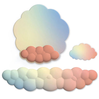 Kawaii Pastel White Cloud Keyboard Desktop Wrist Support Rest / Mouse Pad Sea Breeze 3 in 1 set Desk Supplies by The Kawaii Shoppu | The Kawaii Shoppu