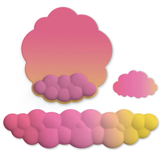 Kawaii Pastel White Cloud Keyboard Desktop Wrist Support Rest / Mouse Pad Sunset 3 in 1 set Desk Supplies by The Kawaii Shoppu | The Kawaii Shoppu