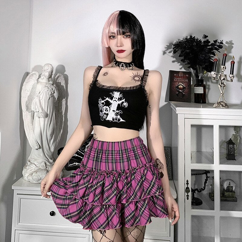 Kawaii Princess Plaid Skirt - Pink College Cutie Clothing and Accessories by The Kawaii Shoppu | The Kawaii Shoppu