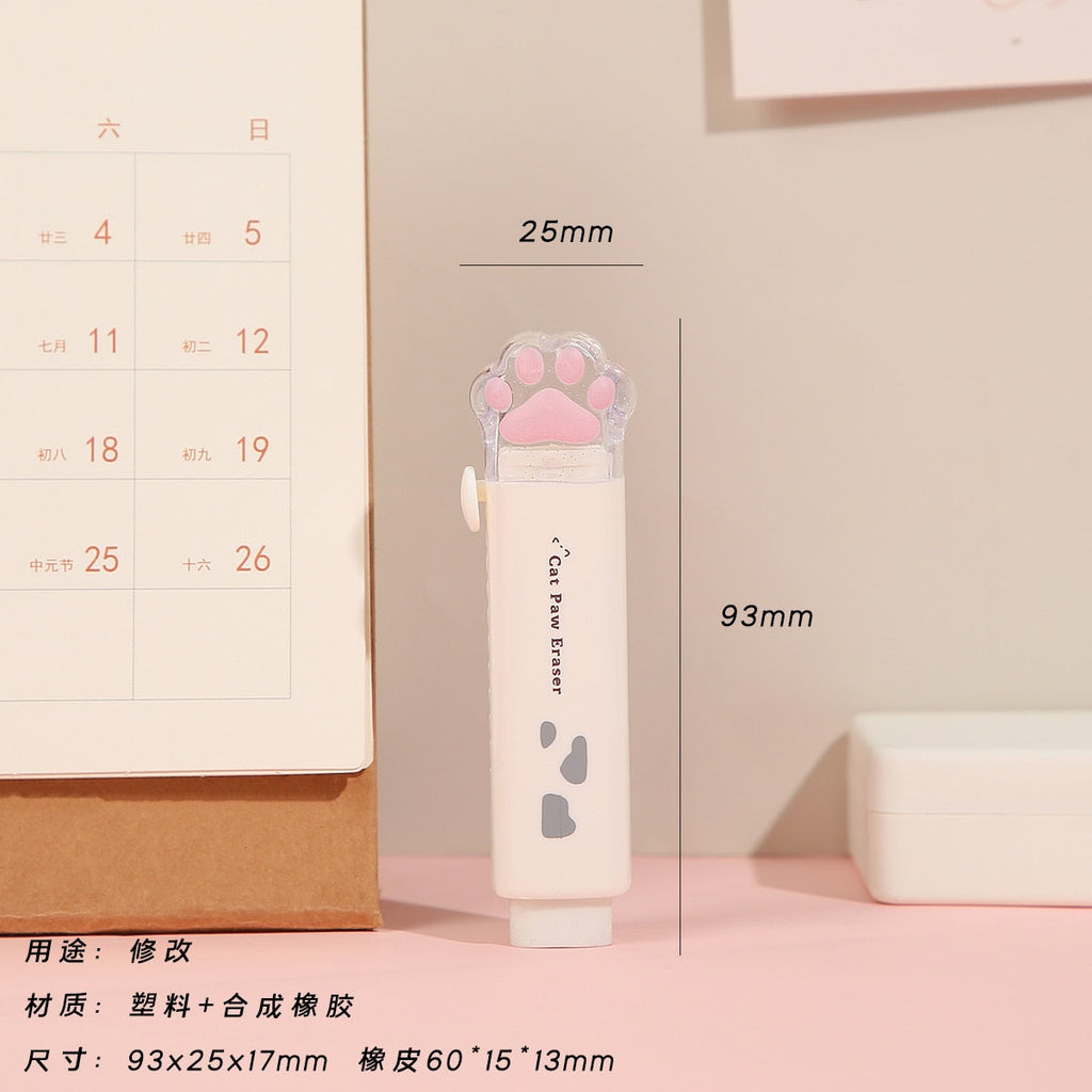 Kawaii Push-pull Design Cat Paw Portable Rubber Eraser White Stationery by The Kawaii Shoppu | The Kawaii Shoppu