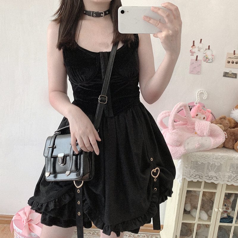 Kawaii Ruffle High Waist Heart Belt Skirt One Size Clothing and Accessories The Kawaii Shoppu