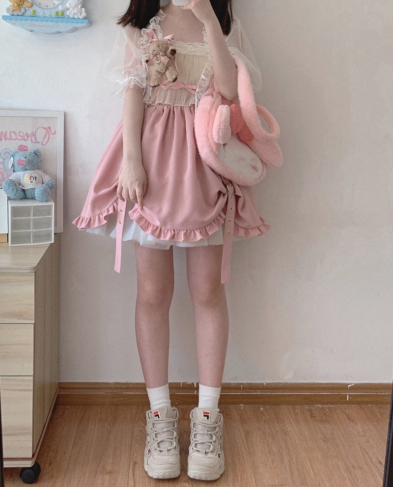 Kawaii Ruffle High Waist Heart Belt Skirt One Size Clothing and Accessories The Kawaii Shoppu