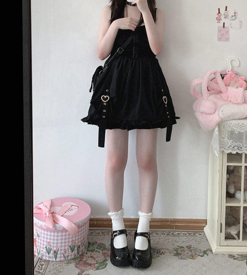 Kawaii Ruffle High Waist Heart Belt Skirt One Size Clothing and Accessories The Kawaii Shoppu