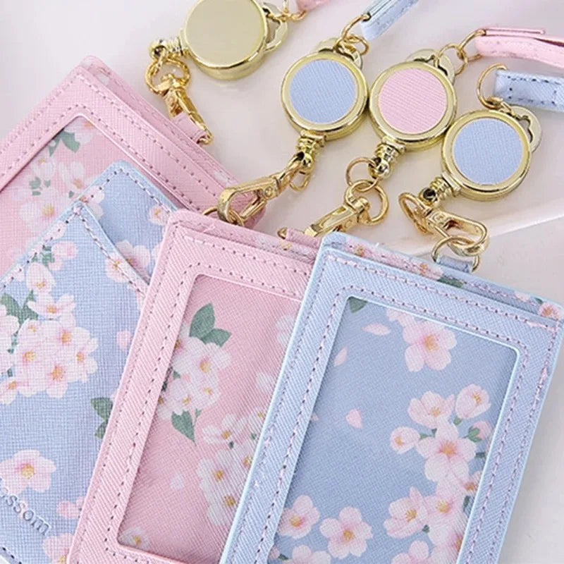 Kawaii Sakura ID Photo Card Holder Lanyard pink Kawaii Sakura ID Photo Card Holder Lanyard pink