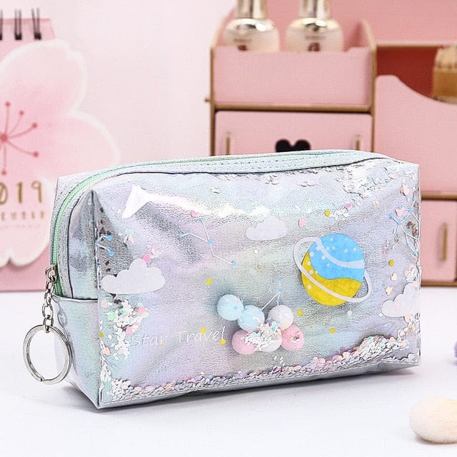 Kawaii Space Glitter Pencil case Large-Grey null The Kawaii Shoppu