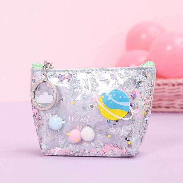 Kawaii Space Glitter Pencil case Small-Grey null The Kawaii Shoppu