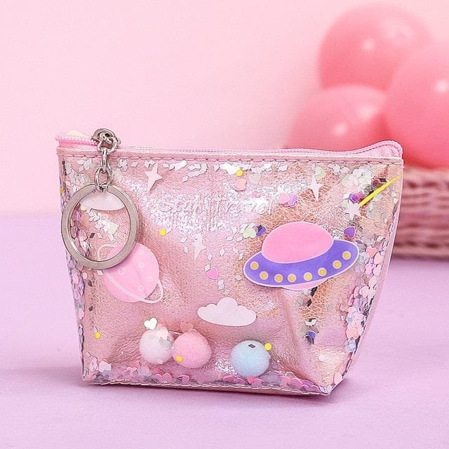 Kawaii Space Glitter Pencil case Small-Pink null The Kawaii Shoppu