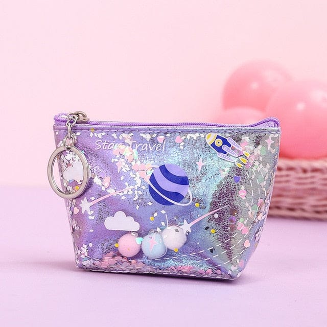 Kawaii Space Glitter Pencil case Small-Purple null The Kawaii Shoppu