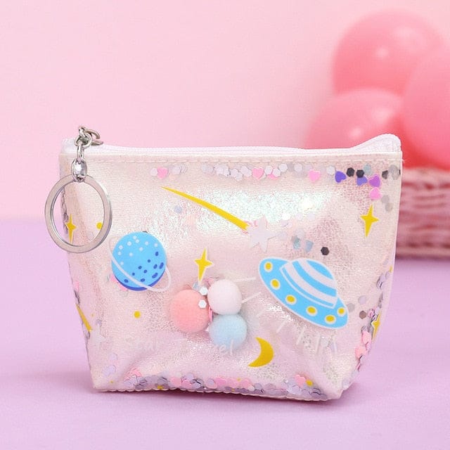 Kawaii Space Glitter Pencil case Small-White null The Kawaii Shoppu