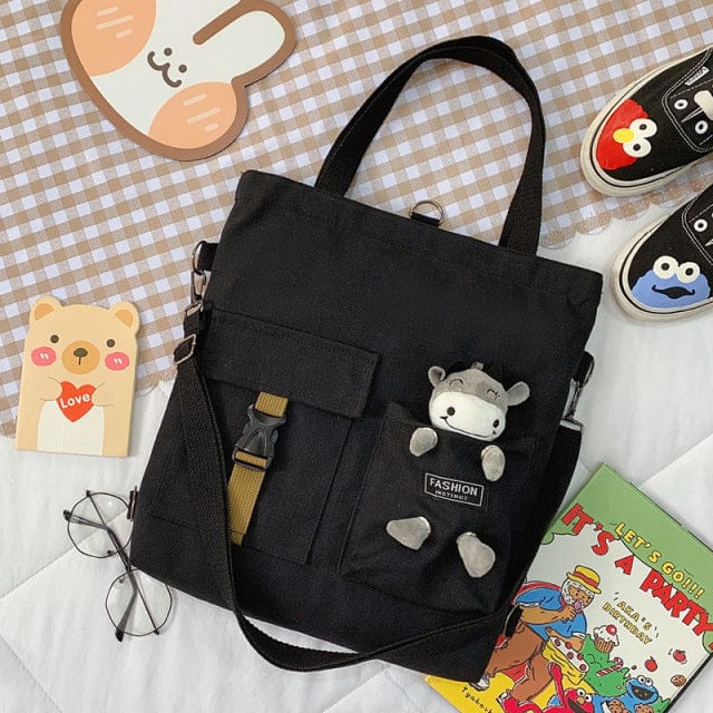 Kawaii Travel Tote Shopping Bag black calf pendant Bags The Kawaii Shoppu