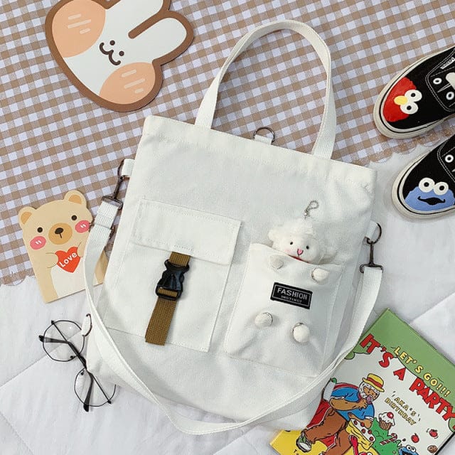 Kawaii Travel Tote Shopping Bag White sheep Pendant Bags The Kawaii Shoppu