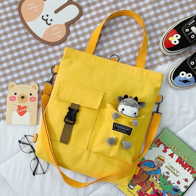 Kawaii Travel Tote Shopping Bag yellow calf pendant Bags The Kawaii Shoppu