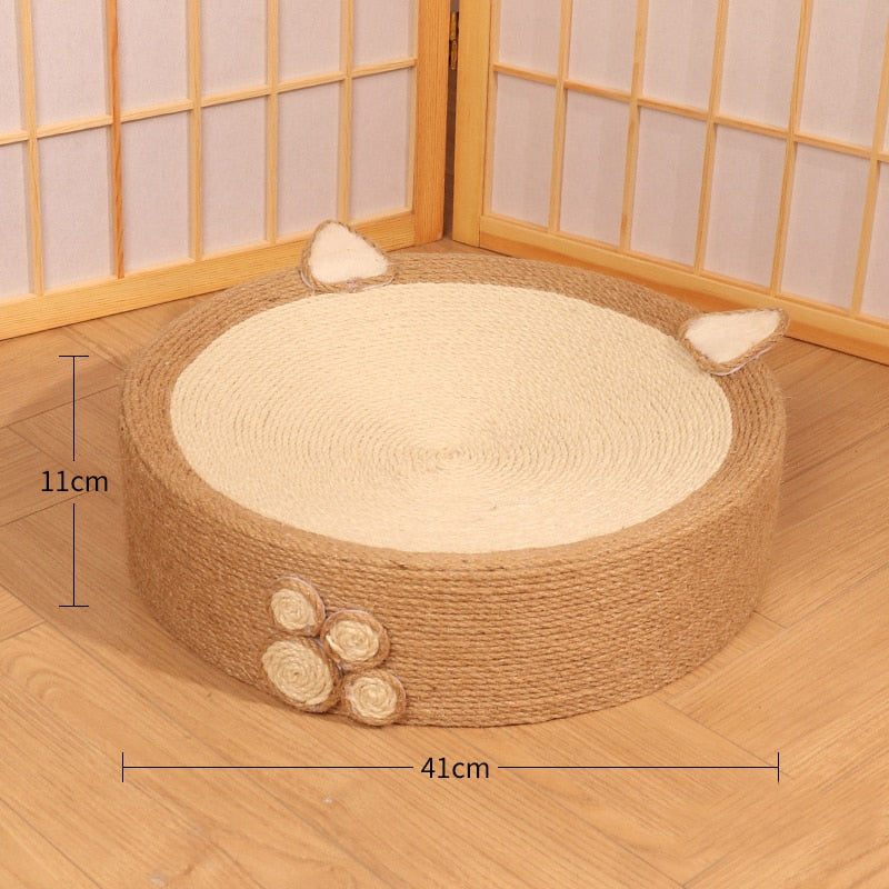 Kitty Cute Round Scratching Board Woven Cat Bed cat face D41cmxH11cm Pets by The Kawaii Shoppu | The Kawaii Shoppu