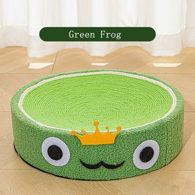 Kitty Cute Round Scratching Board Woven Cat Bed green frog D41cmxH11cm Pets by The Kawaii Shoppu | The Kawaii Shoppu