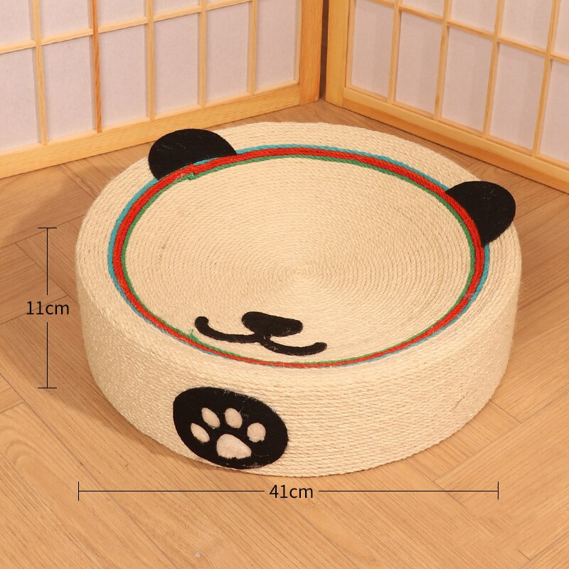 Kitty Cute Round Scratching Board Woven Cat Bed panda D41cmxH11cm Pets by The Kawaii Shoppu | The Kawaii Shoppu